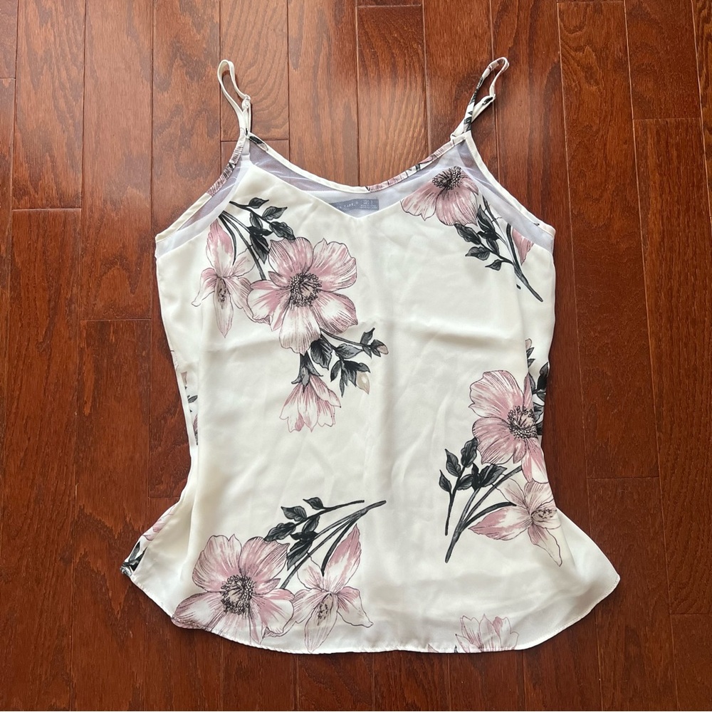 Black Tape Floral Camisole in Cream and Pink